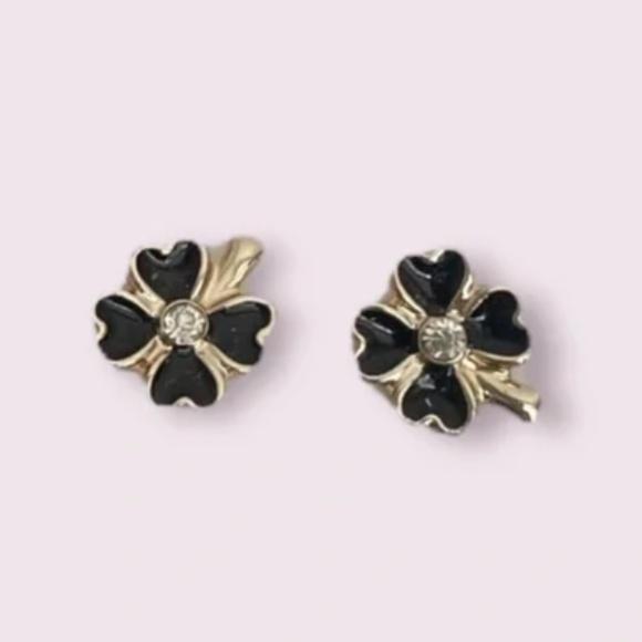 Black and Gold Clover Earrings